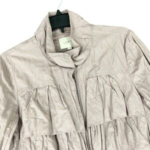 Ann Taylor Loft Coquette Ruffle Tiered Zip Up Jacket Women Sz 10